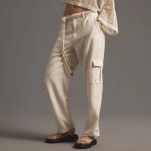 Pilcro Slim Linen Beach Cargo Pants